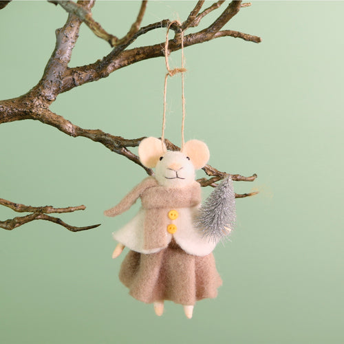 Festive Hanging Agnes Felt Mouse
