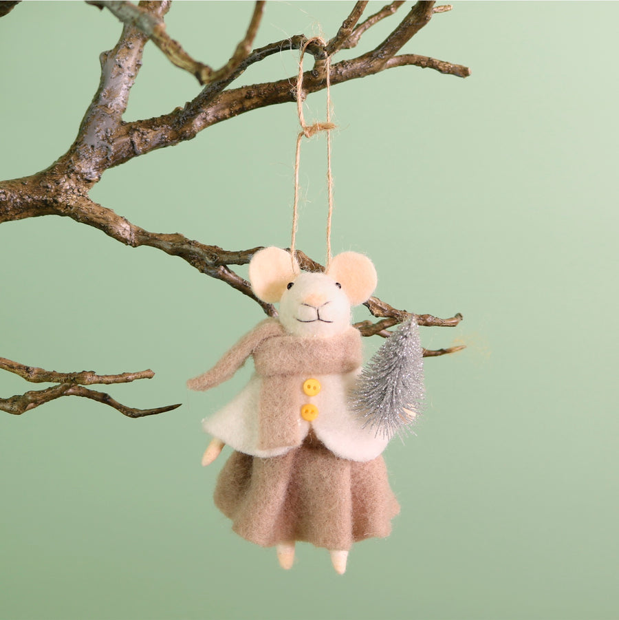 Festive Hanging Agnes Felt Mouse