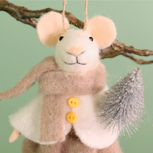 Festive Hanging Agnes Felt Mouse