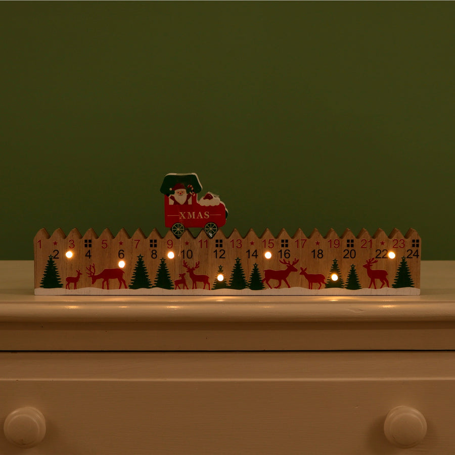 Festive Wooden Countdown To Xmas No:03 (Light Up)
