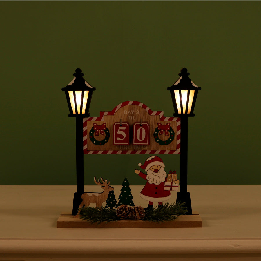 Festive Wooden Countdown To Xmas No:4 (Light Up)
