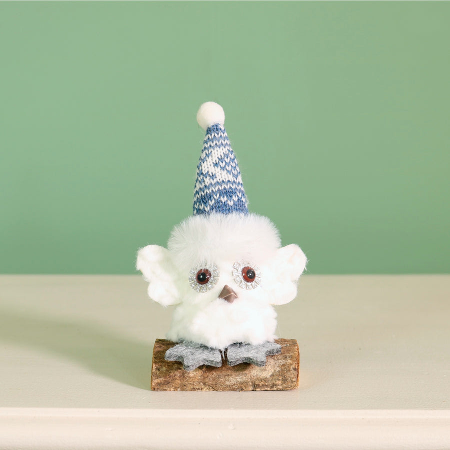 Festive Fluffy Owl On A Log
