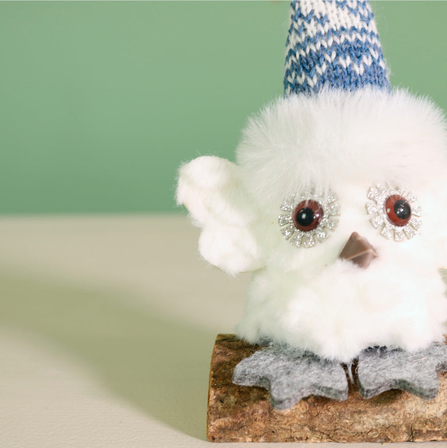 Festive Fluffy Owl On A Log