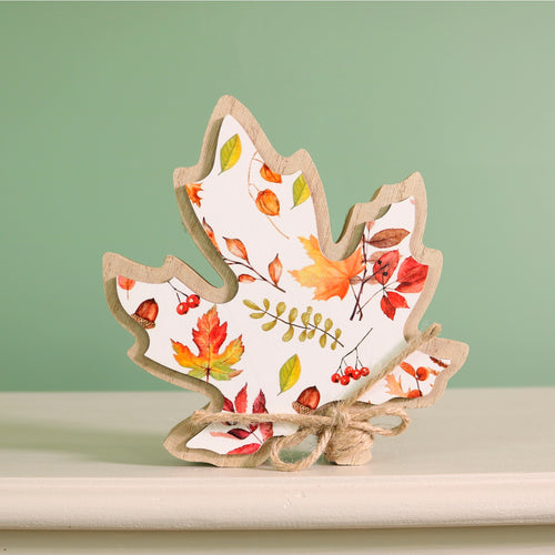 Autumn Wooden The Falling Season Maple Leaf Ornament