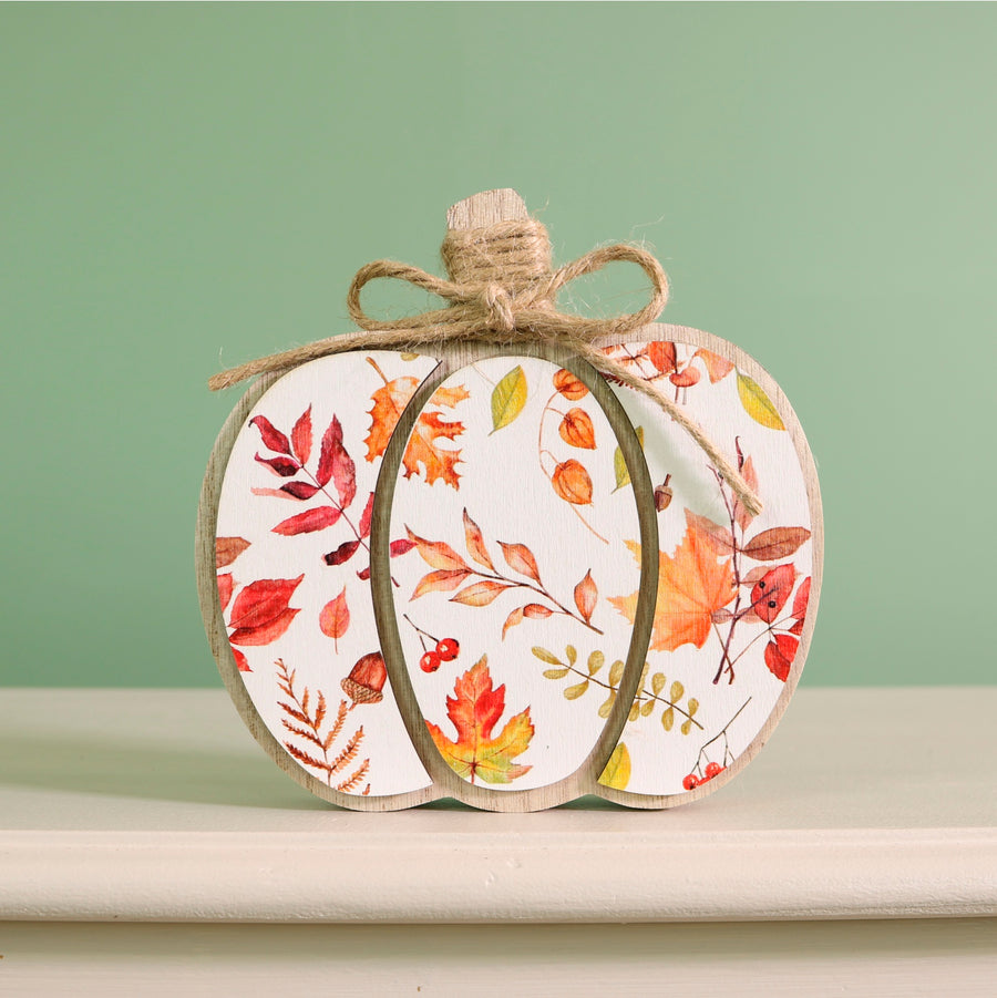Autumn Wooden Falling Season Pumpkin Ornament