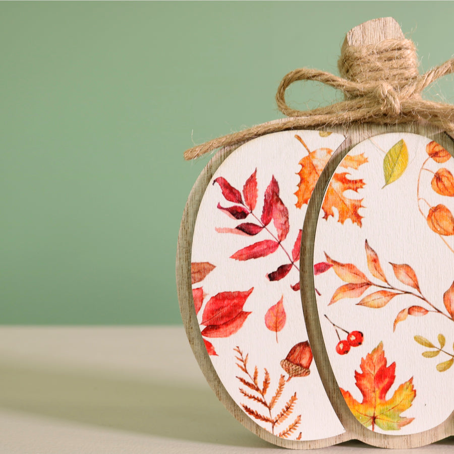 Autumn Wooden Falling Season Pumpkin Ornament