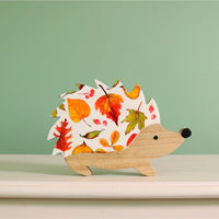 Autumn Wooden The Falling Season Hedgehog Ornament
