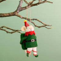 Festive Hanging Cheesus Elf Felt Mouse