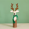 Festive Wooden Carved Prancer Reindeer