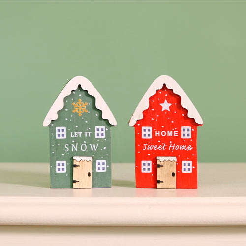 Festive Wooden House Ornament