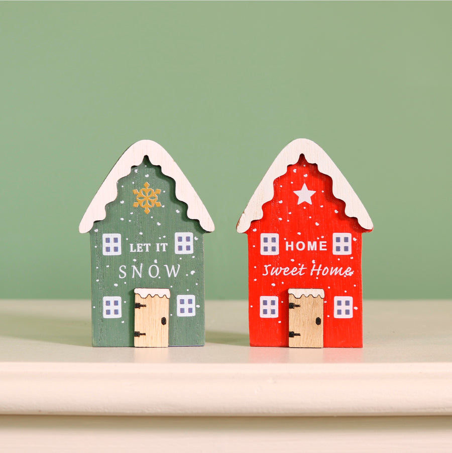 Festive Wooden House Ornament