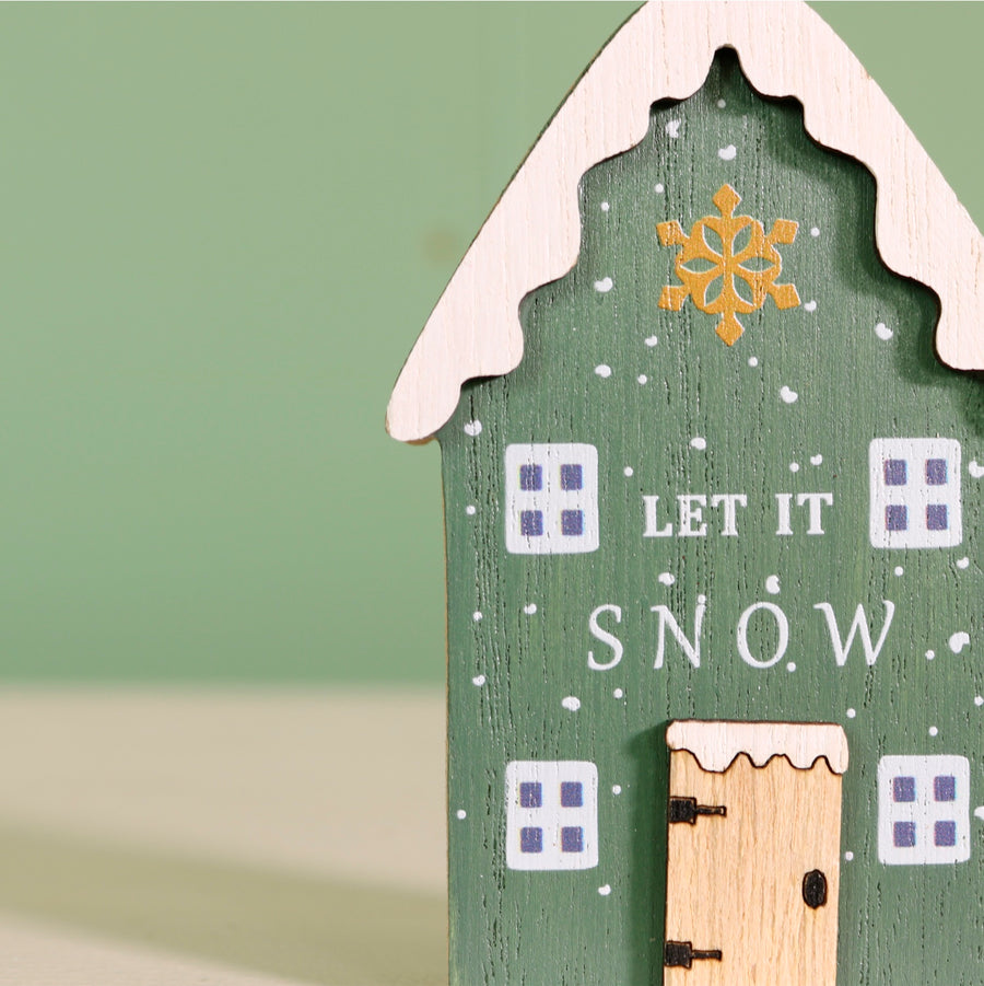 Festive Wooden House Ornament