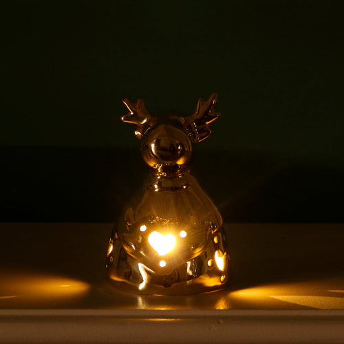 Ceramic Chrome Reindeer Light Up Ornament