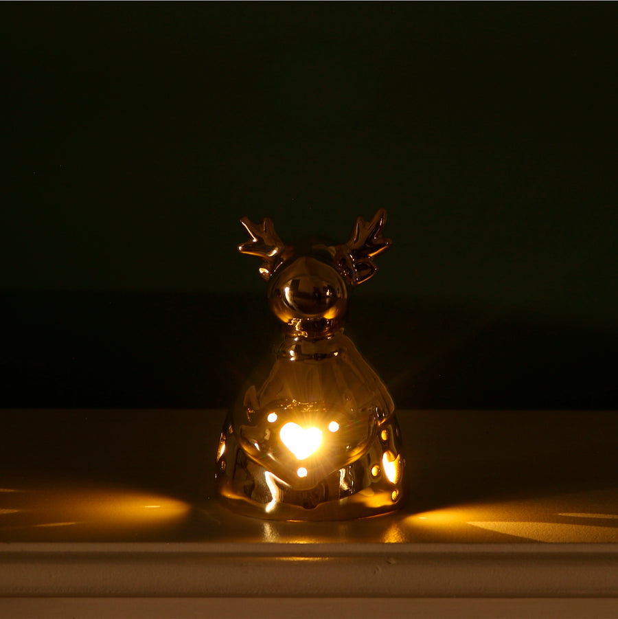 Ceramic Chrome Reindeer Light Up Ornament