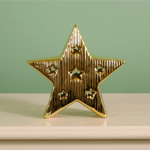 Ceramic Chrome Star Light Up Ornament