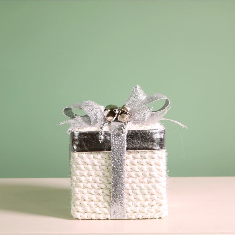 Festive Iridescent Woven Present With Bells