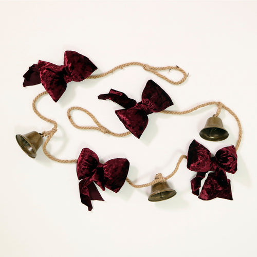 Festive Velvet Bow & Bell Garland