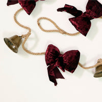 Festive Velvet Bow & Bell Garland