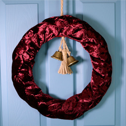 Festive Velvet Bow & Bell Wreath