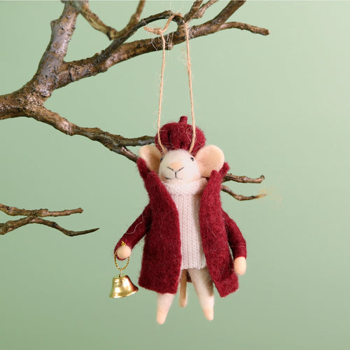 Festive Hanging Morris Felt Mouse