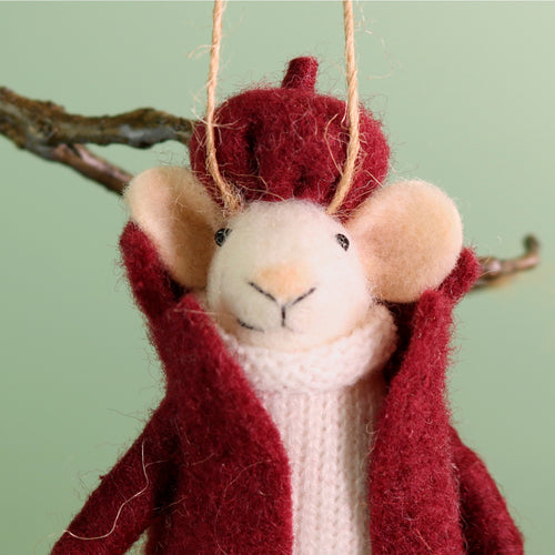 Festive Hanging Morris Felt Mouse