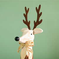 Festive Wooden Carved Dasher Reindeer