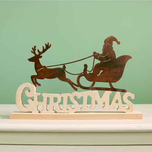 Festive Christmas Santa Sleigh Ornament