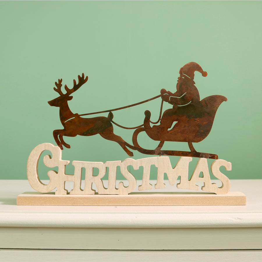 Festive Christmas Santa Sleigh Ornament