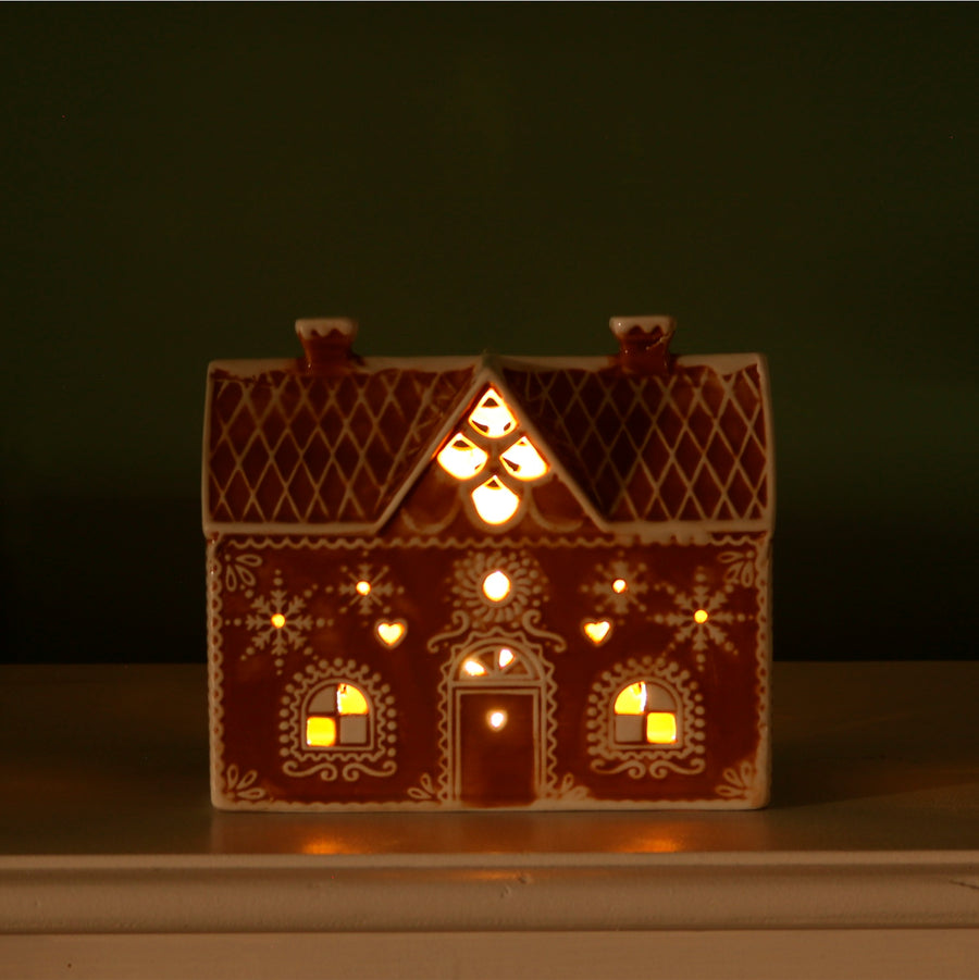 Ceramic Gingerbread Gables Light Up Cottage