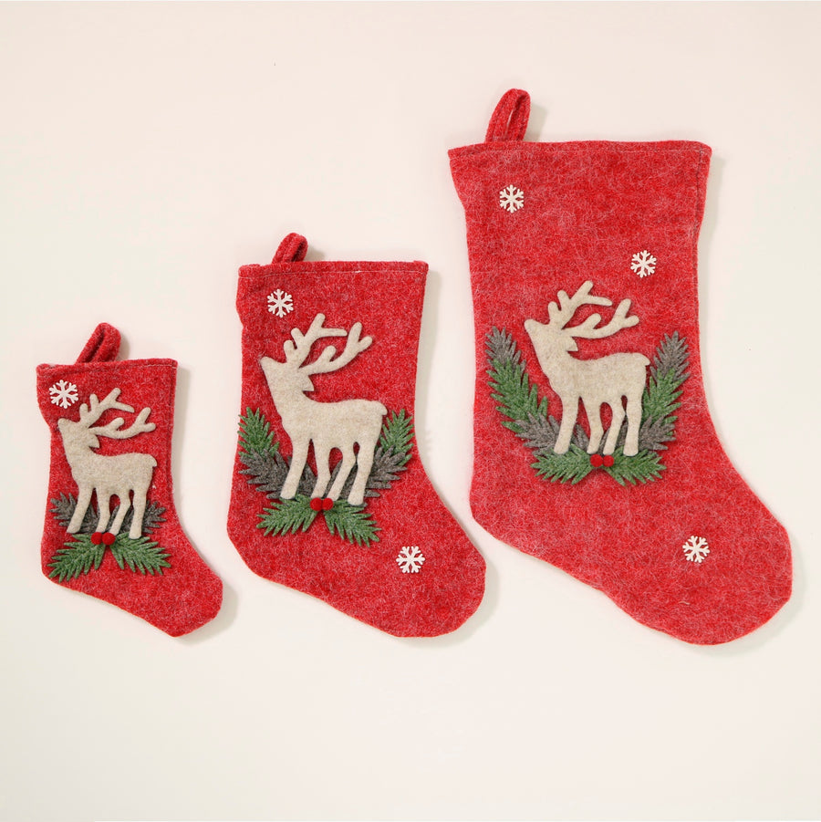 Festive Reindeer Stockings (Set Of 3)