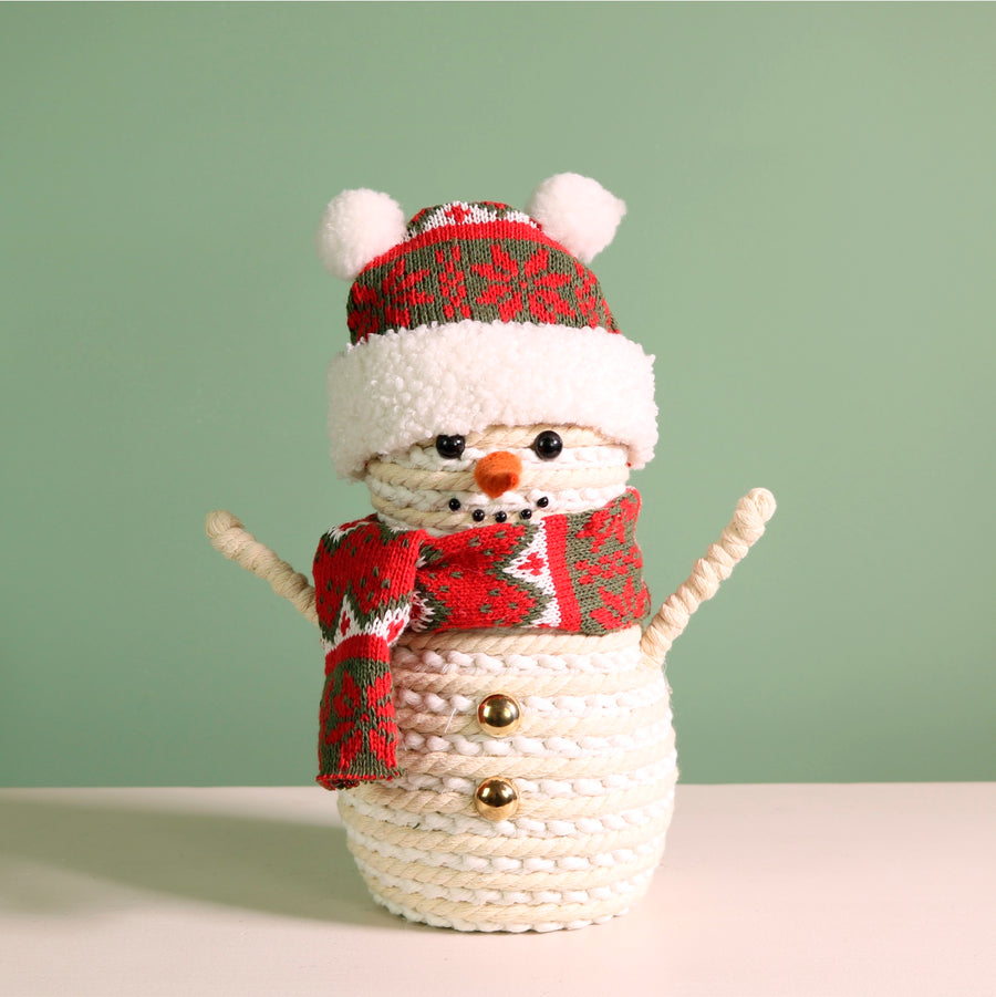 Festive Two Tone Woven Standing Snowman