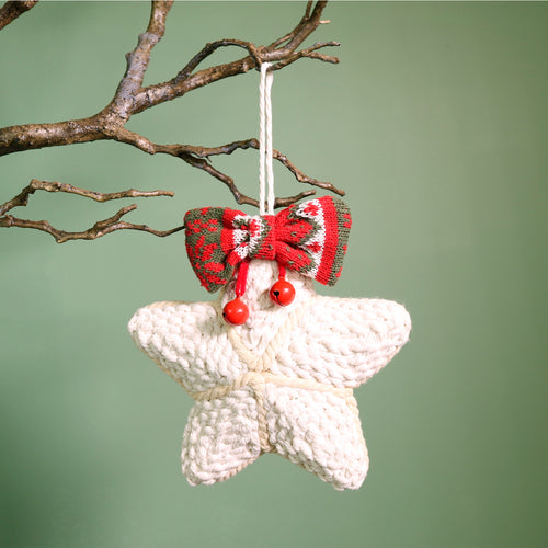 Festive Two Tone Woven Hanging Star