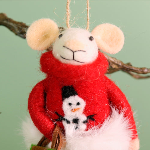 Festive Hanging Nibble Noel Felt Mouse