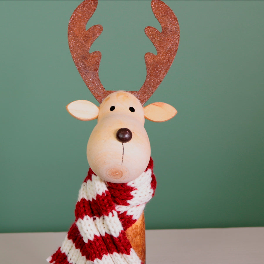 Festive Wooden Comet Reindeer