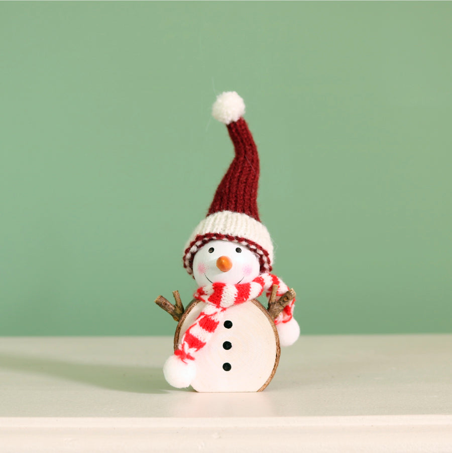 Festive Wooden Carved Brrr-Nard Snowman