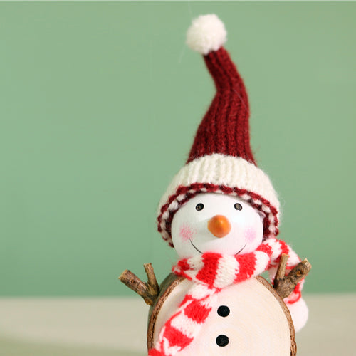 Festive Wooden Carved Brrr-Nard Snowman