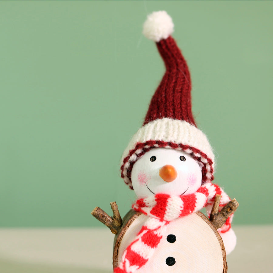 Festive Wooden Carved Brrr-Nard Snowman