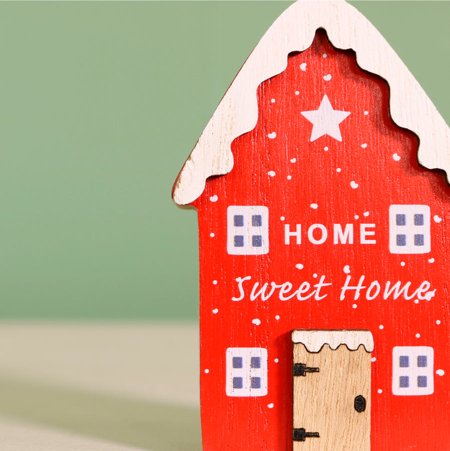 Festive Wooden House Ornament