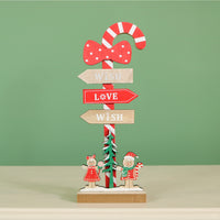 Festive Wooden Candy Cane & Gingerbread Ornament