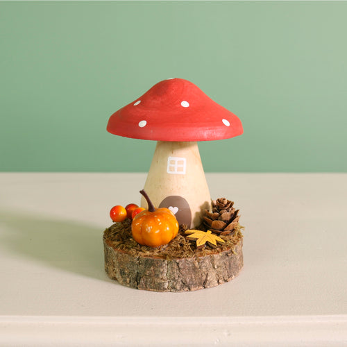 Autumn Wooden Toadstool Cottage Ornament