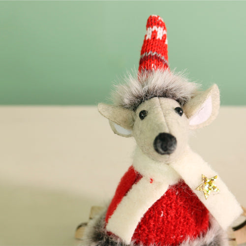 Festive Mildred Mouse On A Toboggan