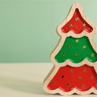 Festive Wooden Glazed Star Christmas Tree Ornament