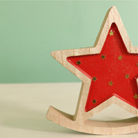 Festive Wooden Glazed Star Rocking Star Ornament