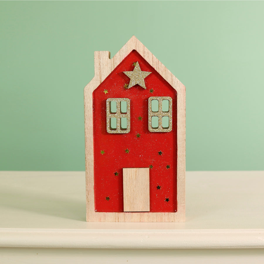 Festive Wooden Glazed Star House Ornament