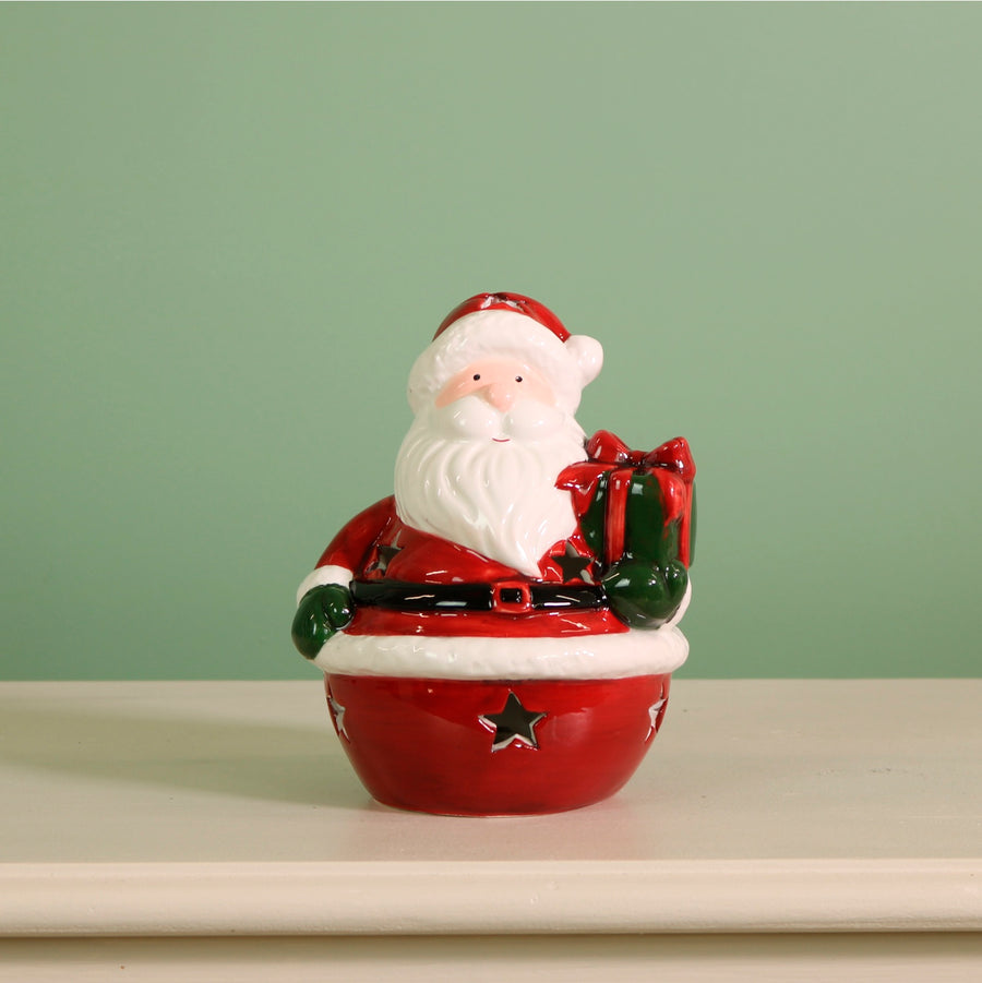 Ceramic Sleigh Rider Santa Light Up Ornament