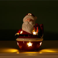 Ceramic Sleigh Rider Santa Light Up Ornament
