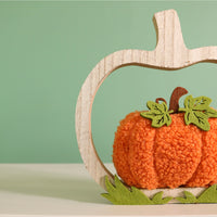 Autumn Wooly Wooden Pumpkin Ornament