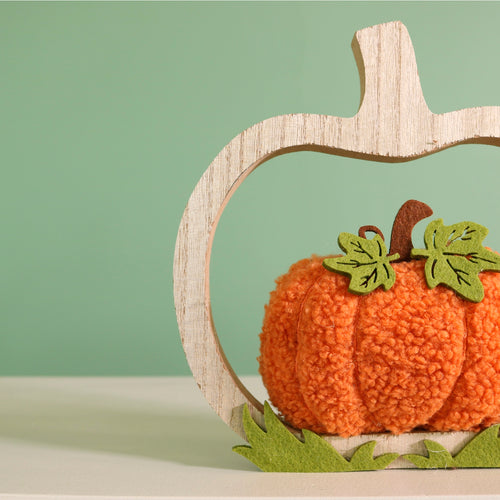 Autumn Wooly Wooden Pumpkin Ornament