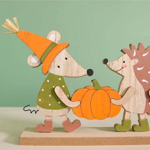 Autumn Wooden Hedgley & Gouda Ornament