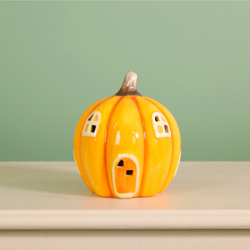 Ceramic Pumpkin Patch Light Up Cottage